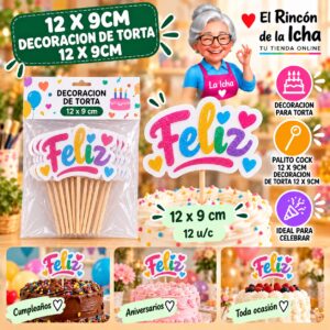 RI-0010705 12 X 9cm Decoracion De Torta 12 X 9cm Feliz Ref. 614813