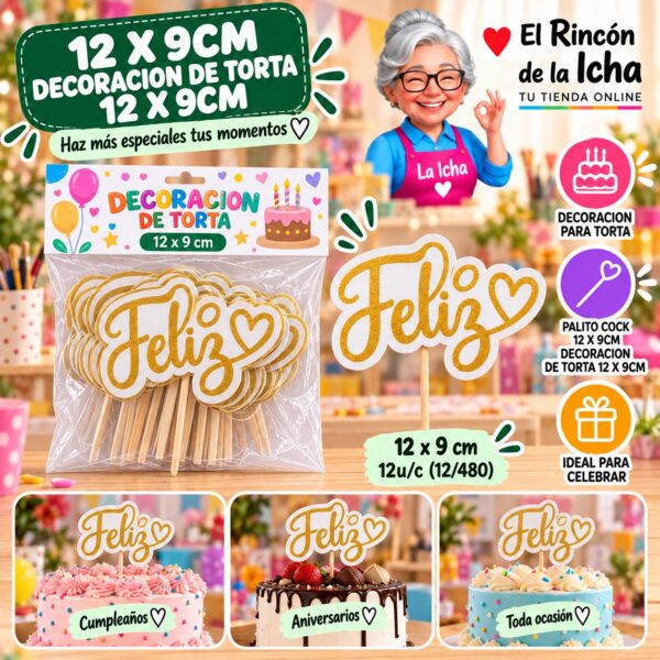 12 X 9cm Decoracion De Torta 12 X 9cm Feliz Ref. 614814