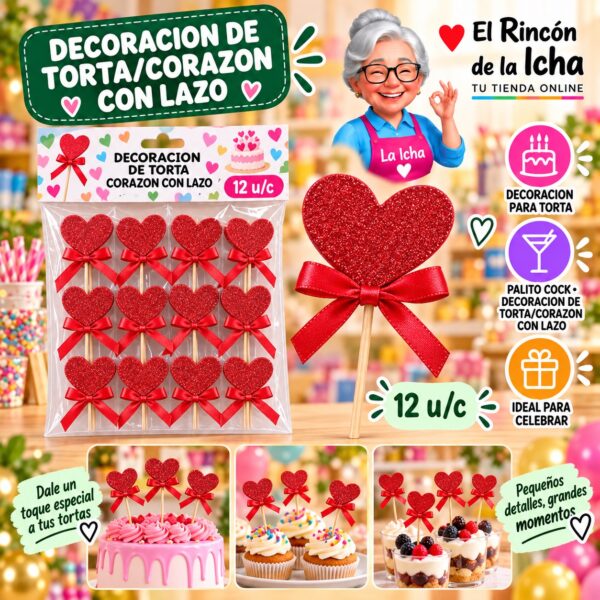 Decoracion De Torta/Corazon Con Lazo Feliz Ref. 860035