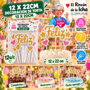 RI-0010715 12 X 22cm Decoracion De Torta 12 X 22cm Feliz