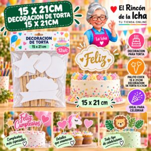 RI-0010716 15 X 21cm Decoracion De Torta 15 X 21cm Feliz
