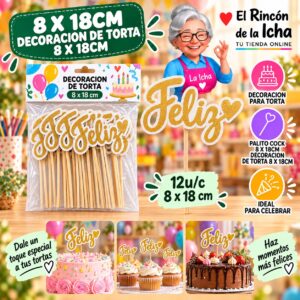 RI-0010721 8 X 18cm Decoracion De Torta 8 X 18cm Feliz