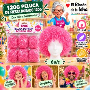 RI-0010722 120g Peluca De Fiesta Rosado 120g Feliz
