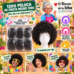 RI-0010723 120g Peluca De Fiesta Negro 120g Feliz