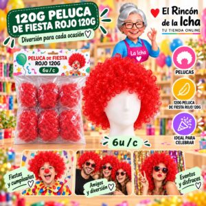 RI-0010724 120g Peluca De Fiesta Rojo 120g Feliz