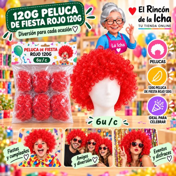 120g Peluca De Fiesta Rojo 120g Feliz
