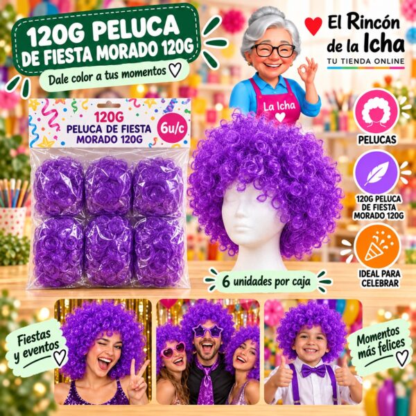120g Peluca De Fiesta Morado 120g Feliz