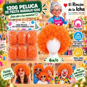 RI-0010726 120g Peluca De Fiesta Naranjo 120g Feliz