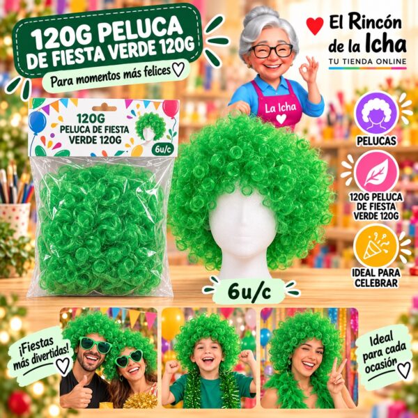 120g Peluca De Fiesta Verde 120g Feliz