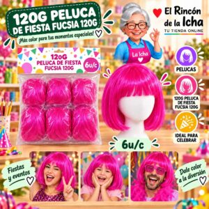 RI-0010728 120g Peluca De Fiesta Fucsia 120g Feliz