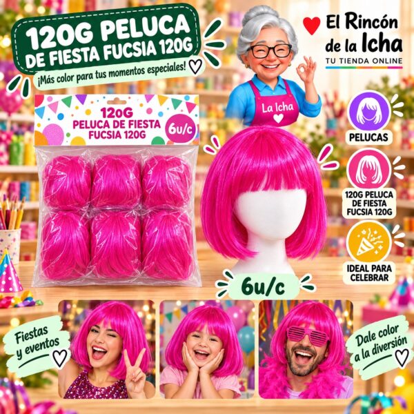 120g Peluca De Fiesta Fucsia 120g Feliz