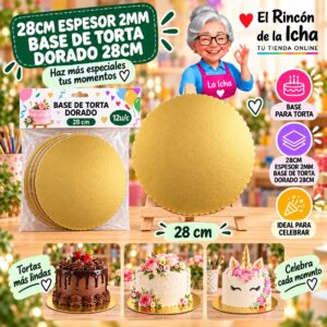RI-0010731 28cm Espesor 2mm Base De Torta Dorado 28cm Feliz