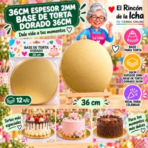 RI-0010735 36cm Espesor 2mm Base De Torta Dorado 36cm Feliz