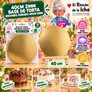 RI-0010736 40cm 2mm Base De Torta Redondo Dorado 40cm 2mm Feliz