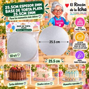 RI-0010737 25.5cm Espesor 2mm Base De Torta Plata 25.5cm 2mm Feliz
