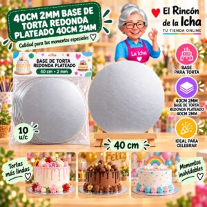 RI-0010738 40cm 2mm Base De Torta Redonda Plateado 40cm 2mm Feliz