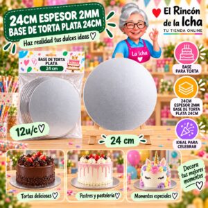 RI-0010740 24cm Espesor 2mm Base De Torta Plata 24cm Feliz