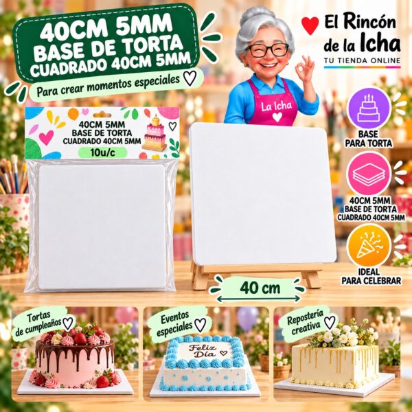 40cm 5mm Base De Torta Cuadrado 40cm 5mm Feliz