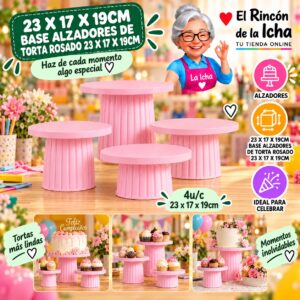 RI-0010751 23 X 17 X 19cm Base Alzadores De Torta Rosado 23 X 17 X 19cm Feliz