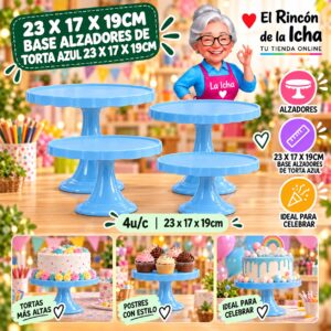 RI-0010754 23 X 17 X 19cm Base Alzadores De Torta Azul 23 X 17 X 19cm Feliz