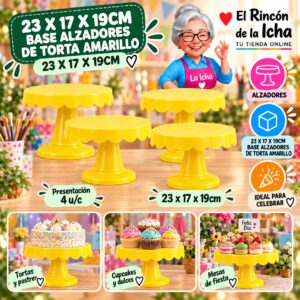 RI-0010755 23 X 17 X 19cm Base Alzadores De Torta Amarillo 23 X 17 X 19cm Feliz