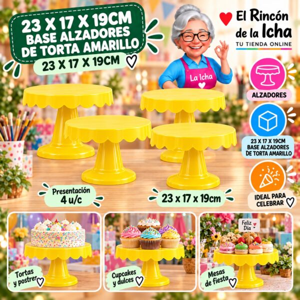 RI-0010755 23 X 17 X 19cm Base Alzadores De Torta Amarillo 23 X 17 X 19cm Feliz