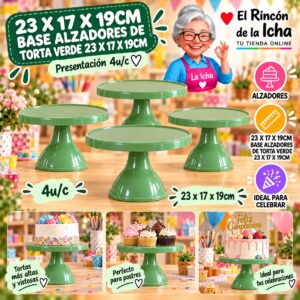 RI-0010756 23 X 17 X 19cm Base Alzadores De Torta Verde 23 X 17 X 19cm Feliz