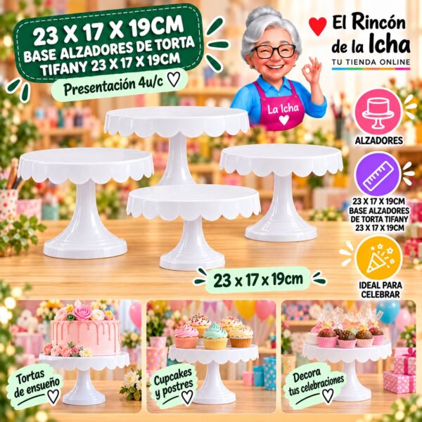 RI-0010757 23 X 17 X 19cm Base Alzadores De Torta Tifany 23 X 17 X 19cm Feliz