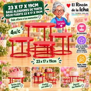 RI-0010758 23 X 17 X 19cm Base Alzadores De Torta Rojo Fuerte 23 X 17 X 19cm Feliz