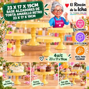 RI-0010762 23 X 17 X 19cm Base Alzadores De Torta Amarillo Retro 23 X 17 X 19cm Feliz