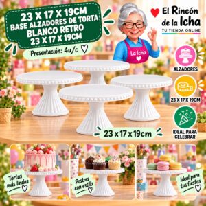 RI-0010763 23 X 17 X 19cm Base Alzadores De Torta Blanco Retro 23 X 17 X 19cm Feliz