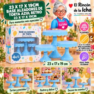 RI-0010764 23 X 17 X 19cm Base Alzadores De Torta Azul Retro 23 X 17 X 19cm Feliz
