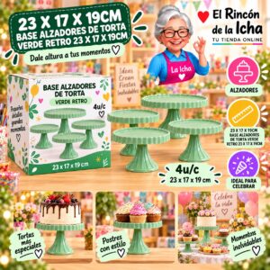 RI-0010766 23 X 17 X 19cm Base Alzadores De Torta Verde Retro 23 X 17 X 19cm Feliz