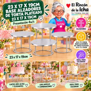 RI-0010767 23 X 17 X 19cm Base Alzadores De Torta Plateado 23 X 17 X 19cm Feliz