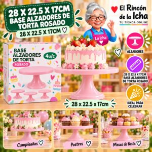 RI-0010769 28 X 22.5 X 17cm Base Alzadores De Torta Rosado 28 X 22.5 X 17cm Feliz