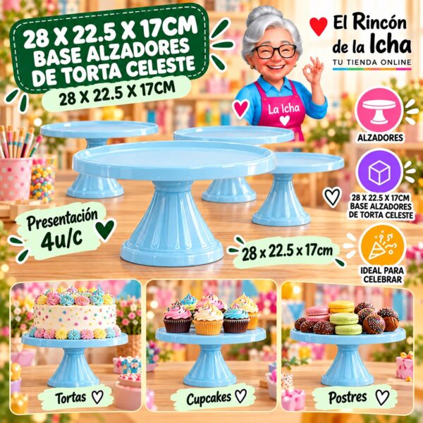 RI-0010770 28 X 22.5 X 17cm Base Alzadores De Torta Celeste 28 X 22.5 X 17cm Feliz