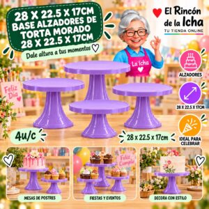 RI-0010771 28 X 22.5 X 17cm Base Alzadores De Torta Morado 28 X 22.5 X 17cm Feliz