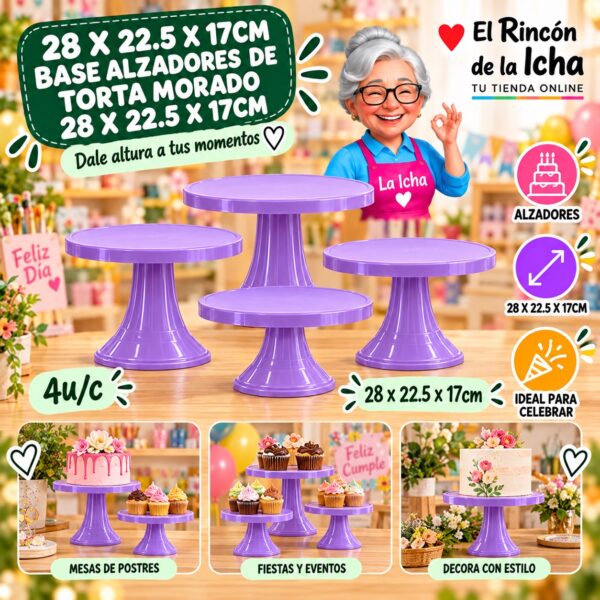 RI-0010771 28 X 22.5 X 17cm Base Alzadores De Torta Morado 28 X 22.5 X 17cm Feliz