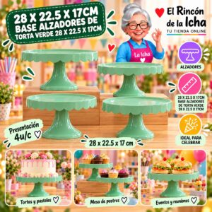 RI-0010774 28 X 22.5 X 17cm Base Alzadores De Torta Verde 28 X 22.5 X 17cm Feliz