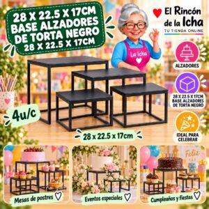 RI-0010777 28 X 22.5 X 17cm Base Alzadores De Torta Negro 28 X 22.5 X 17cm Feliz