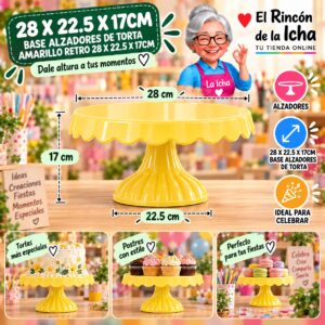 RI-0010780 28 X 22.5 X 17cm Base Alzadores De Torta Amarillo Retro 28 X 22.5 X 17cm Feliz