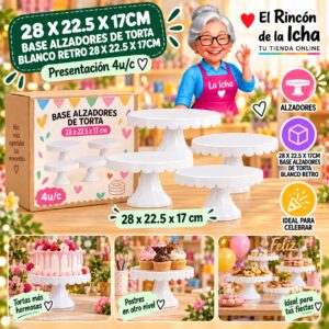 RI-0010781 28 X 22.5 X 17cm Base Alzadores De Torta Blanco Retro 28 X 22.5 X 17cm Feliz