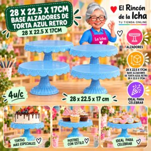 RI-0010782 28 X 22.5 X 17cm Base Alzadores De Torta Azul Retro 28 X 22.5 X 17cm Feliz