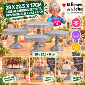 RI-0010783 28 X 22.5 X 17cm Base Alzadores De Torta Gris Vintage 28 X 22.5 X 17cm Feliz