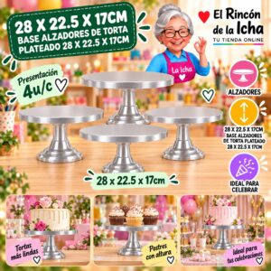RI-0010785 28 X 22.5 X 17cm Base Alzadores De Torta Plateado 28 X 22.5 X 17cm Feliz