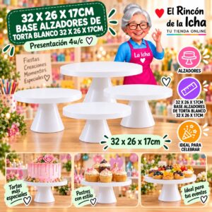 RI-0010786 32 X 26 X 17cm Base Alzadores De Torta Blanco 32 X 26 X 17cm Feliz