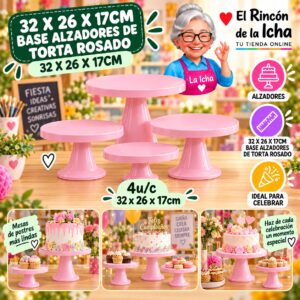 RI-0010787 32 X 26 X 17cm Base Alzadores De Torta Rosado 32 X 26 X 17cm Feliz