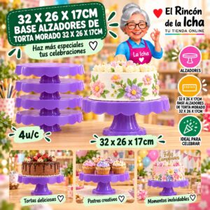 RI-0010789 32 X 26 X 17cm Base Alzadores De Torta Morado 32 X 26 X 17cm Feliz