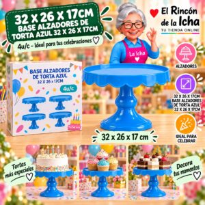 RI-0010790 32 X 26 X 17cm Base Alzadores De Torta Azul 32 X 26 X 17cm Feliz