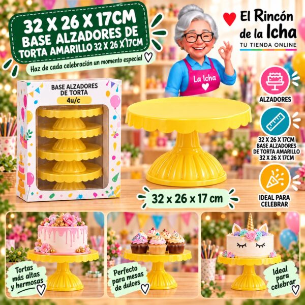 RI-0010791 32 X 26 X 17cm Base Alzadores De Torta Amarillo 32 X 26 X 17cm Feliz